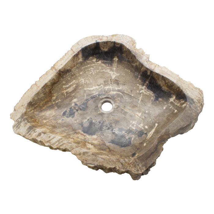 Indomarmer Wasbak van Versteend Hout 71x54x15cm