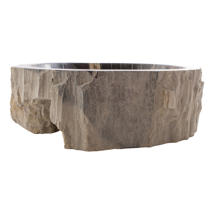 Indomarmer Wasbak van Versteend Hout 45x45x15cm