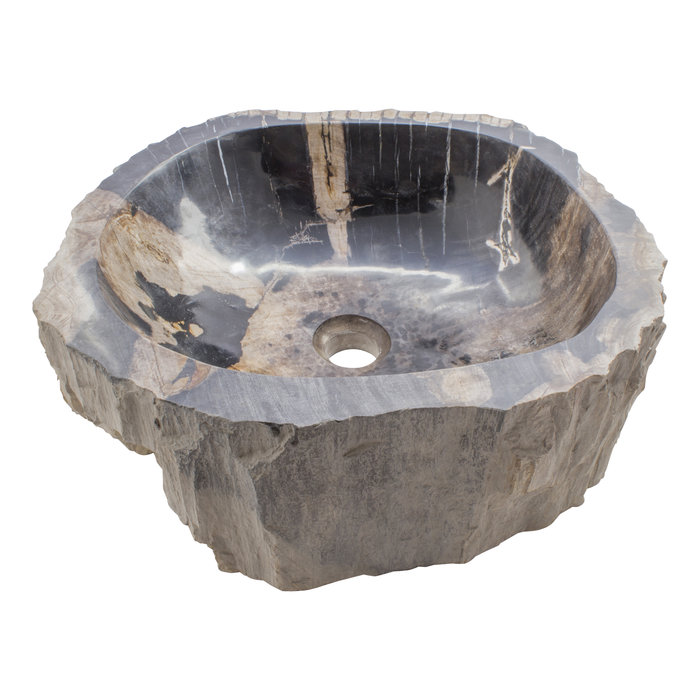 Indomarmer Wasbak van Versteend Hout 45x45x15cm