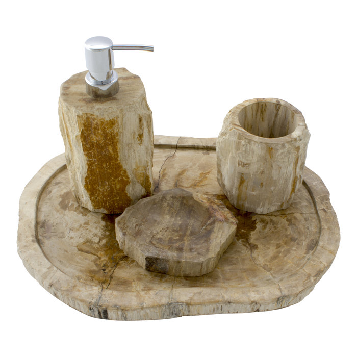 Indomarmer 4-Piece Petrified Wood Bath Set Liana