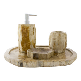 Indomarmer 4-Piece Petrified Wood Bath Set Liana