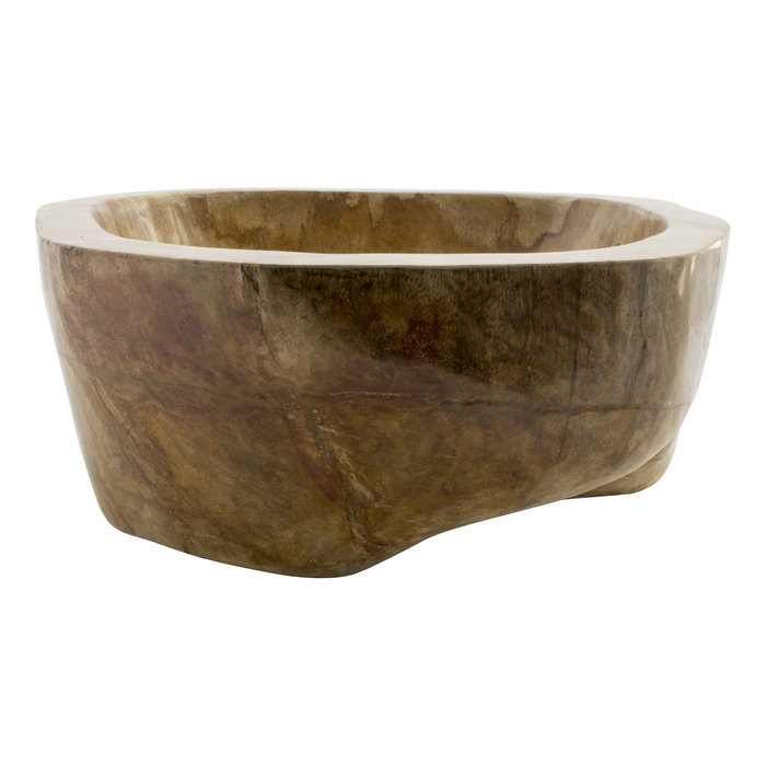 Indomarmer Polished Wash Bowl of Petrified Wood 39x38x15cm