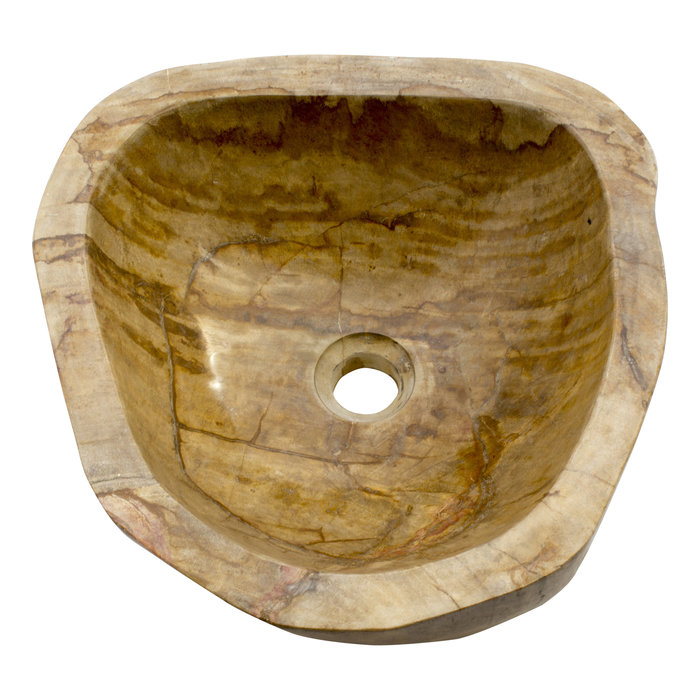 Indomarmer Polished Wash Bowl of Petrified Wood 39x38x15cm