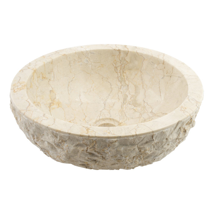 Indomarmer Waskom Full-Marmo Crème Marmer Ø 40 x H 15 cm