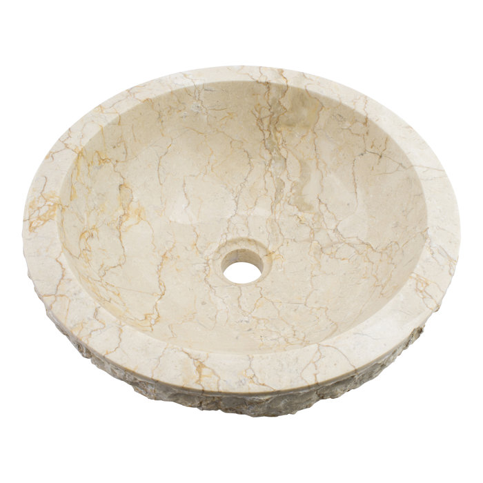 Indomarmer Waskom Full-Marmo Crème Marmer Ø 40 x H 15 cm