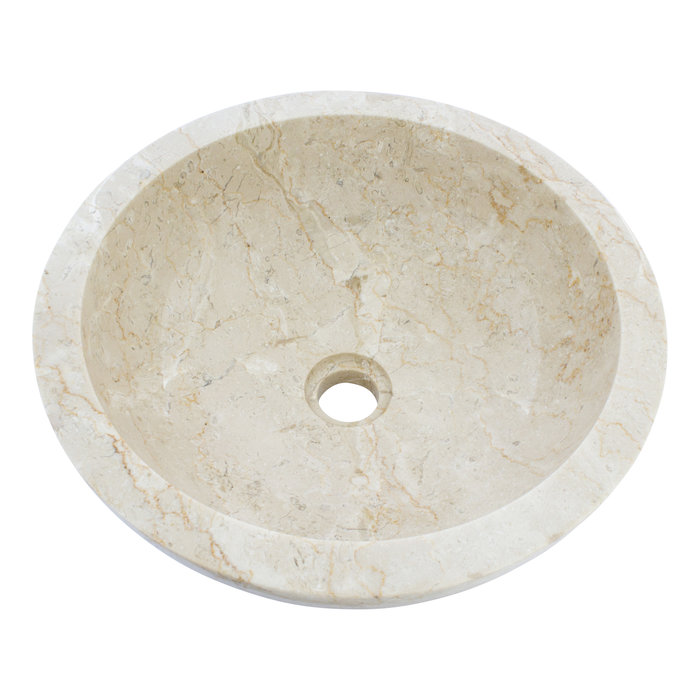 Indomarmer Waskom Mangkok Crème Marmer Ø 40 x H 15 cm