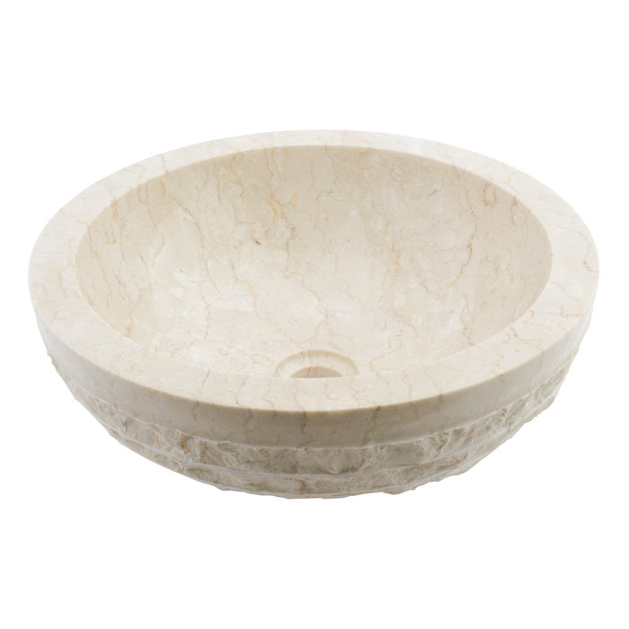 Indomarmer Creme Marmor Waschbecken Marmo-Polish  Ø 40 x H 15 cm