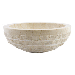 Indomarmer Creme Marmor Waschbecken Marmo-Polish  Ø 40 x H 15 cm