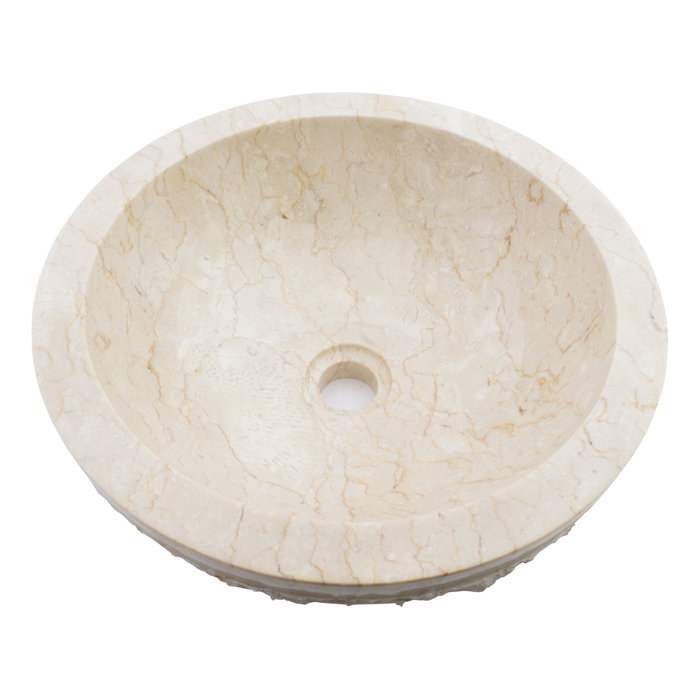 Indomarmer Creme Marmor Waschbecken Marmo-Polish  Ø 40 x H 15 cm