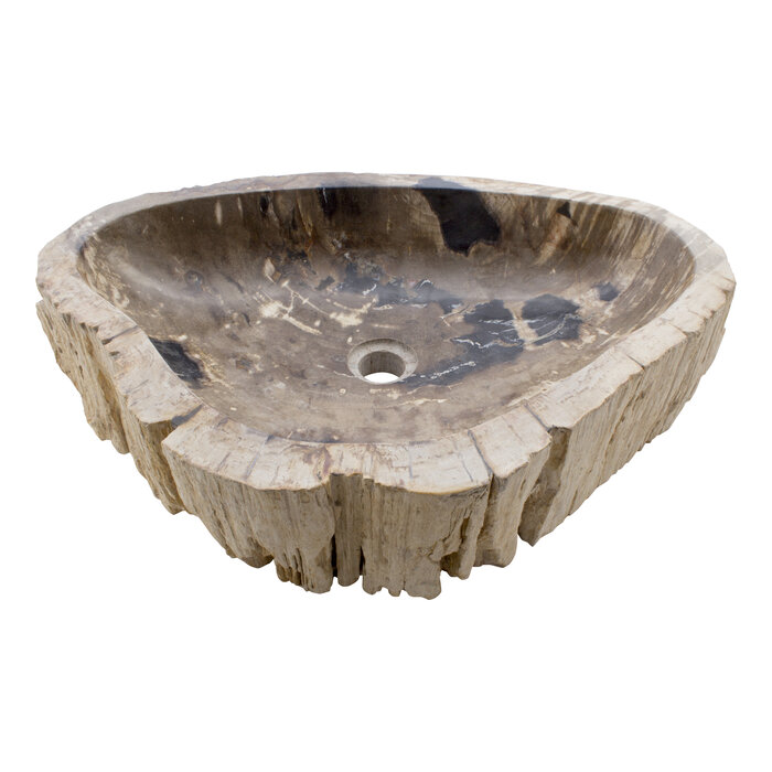 Indomarmer Wasbak van Versteend Hout 69x49x15cm