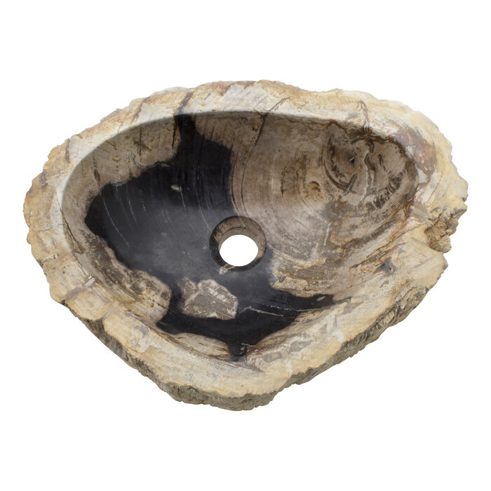 Indomarmer Wasbak van Versteend Hout 47x35x15cm