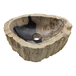 Indomarmer Wasbak van Versteend Hout 47x35x15cm