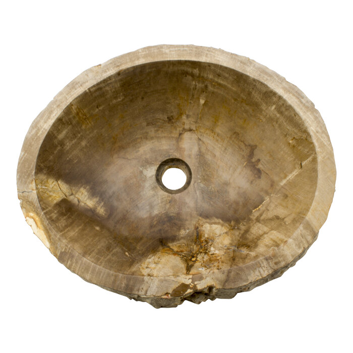 Indomarmer Waschbecken aus Versteinertes Holz 51x43x15cm