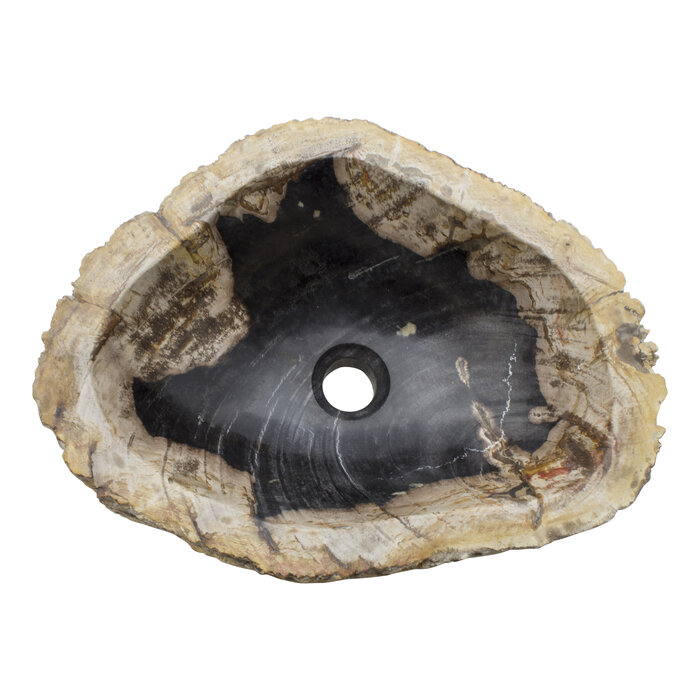 Indomarmer Waschbecken aus Versteinertes Holz 46x35x15cm