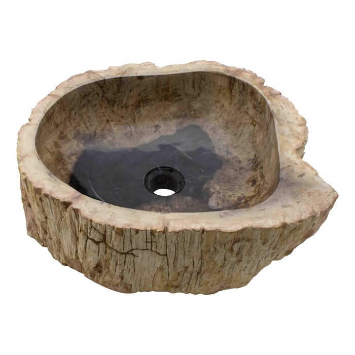 Indomarmer Waschbecken aus Versteinertes Holz 45x40x15cm