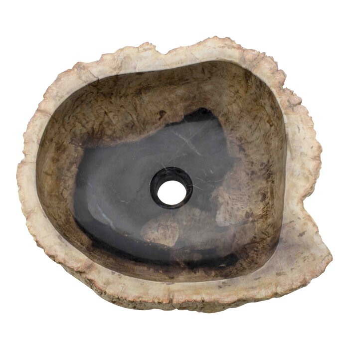 Indomarmer Waschbecken aus Versteinertes Holz 45x40x15cm