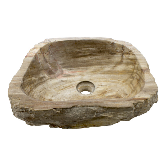 Indomarmer Wasbak van Versteend Hout 39x37x15cm