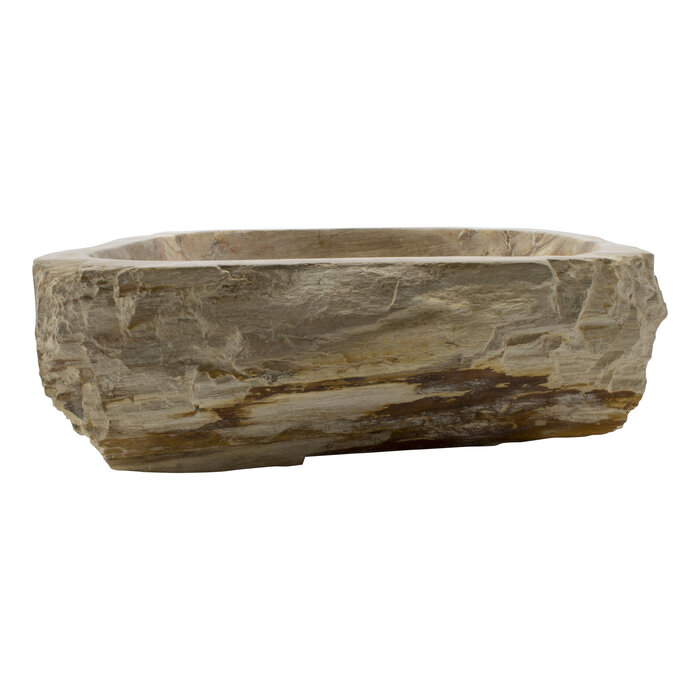 Indomarmer Wasbak van Versteend Hout 39x37x15cm