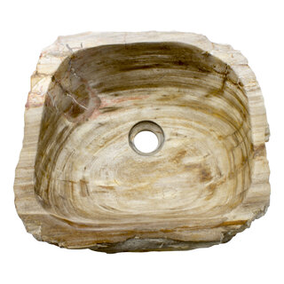 Indomarmer Wasbak van Versteend Hout 39x37x15cm