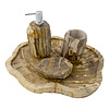 4-Delige Versteend Hout Badset Liana