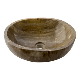Indomarmer Polished Wash Bowl of Petrified Wood 38x32x15cm