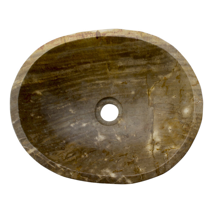 Indomarmer Polished Wash Bowl of Petrified Wood 38x32x15cm