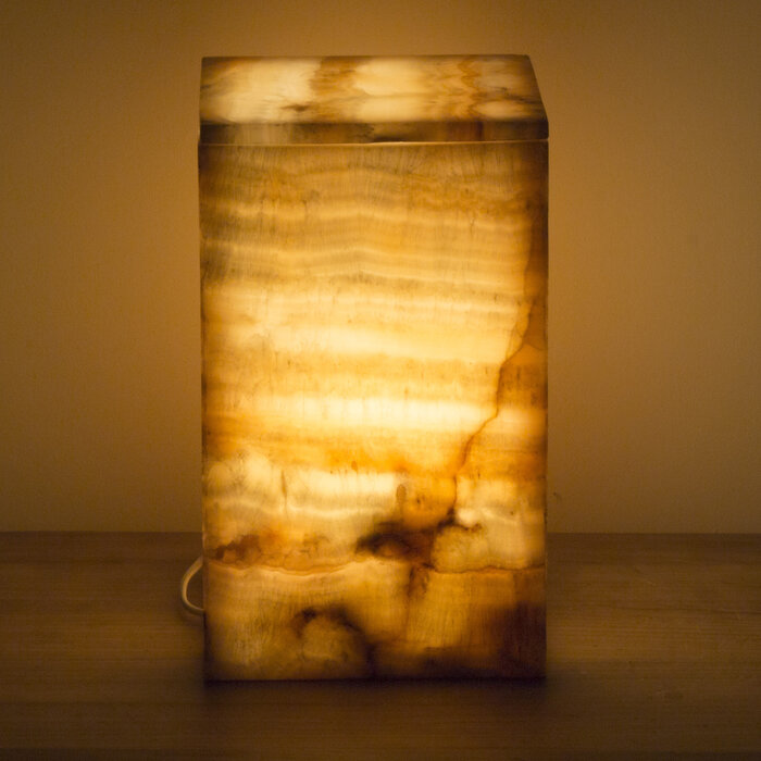 Indomarmer Square Lamp Onyx Height 32 cm