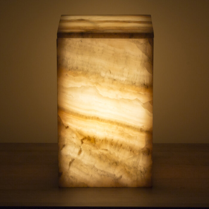 Indomarmer Square Lamp Onyx Height 32 cm