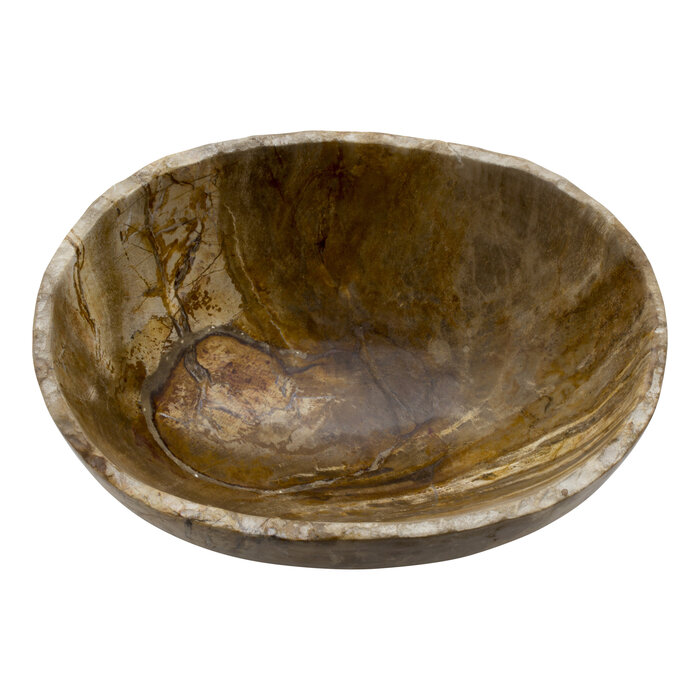 Indomarmer Obstschale aus Versteinertes Holz