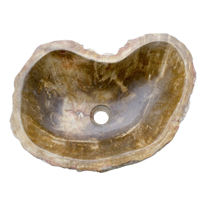 Indomarmer Waschbecken aus Versteinertes Holz 49x35x15cm