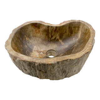 Indomarmer Waskom van Versteend Hout 49x35x15cm