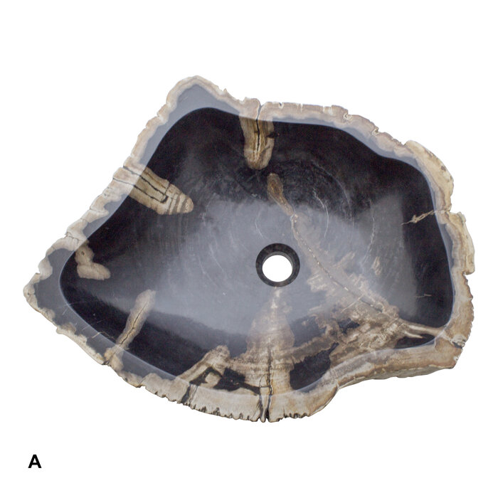 Indomarmer Set Waskommen van Versteend Hout