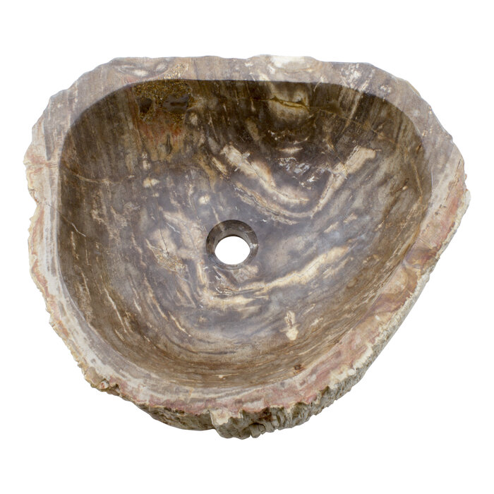 Indomarmer Wasbak van Versteend Hout 50x42x15cm