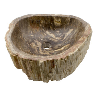 Indomarmer Wasbak van Versteend Hout 50x42x15cm