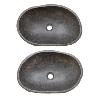 Indomarmer Set Waschbecken aus Flussstein