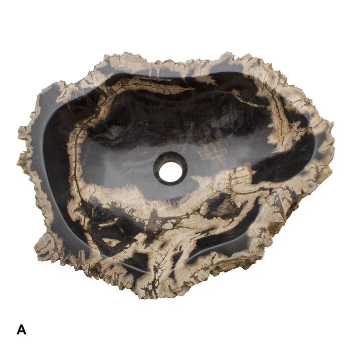 Indomarmer Set Waskommen van Versteend Hout