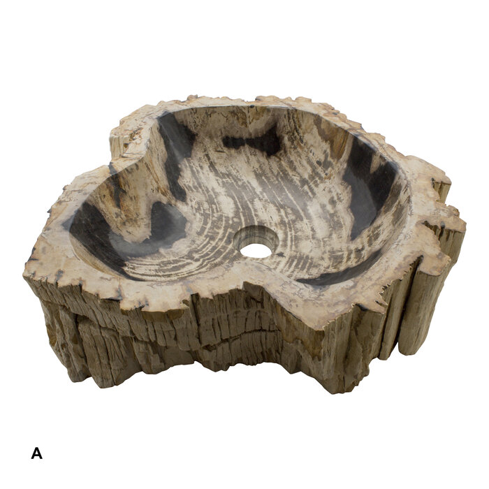 Indomarmer Set Waskommen van Versteend Hout