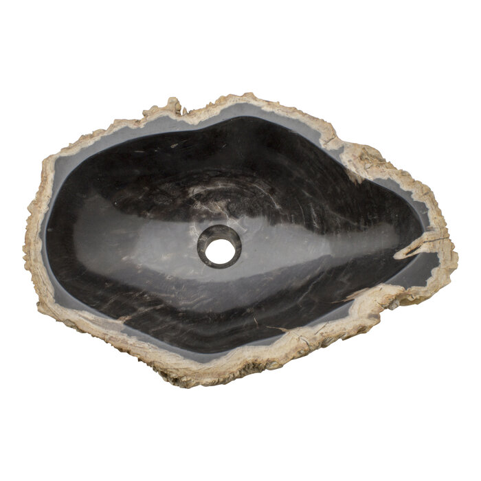 Indomarmer Wasbak van Versteend Hout 56x39x15cm