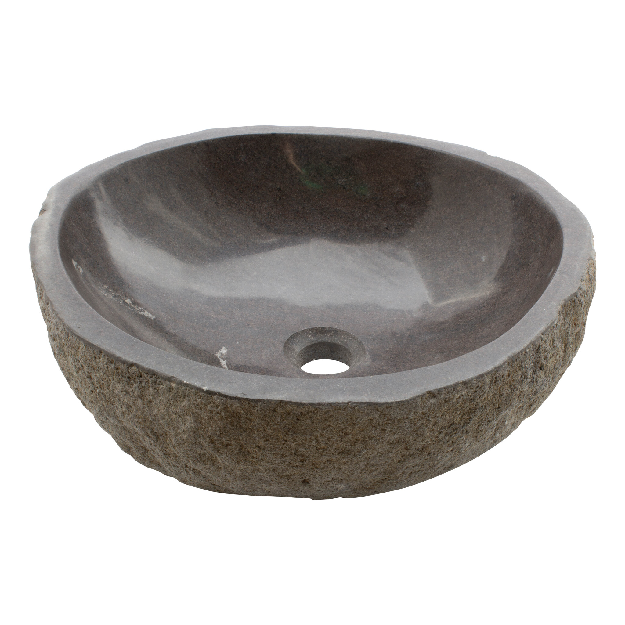 Indomarmer Waschbecken aus Flussstein 42x40x15cm