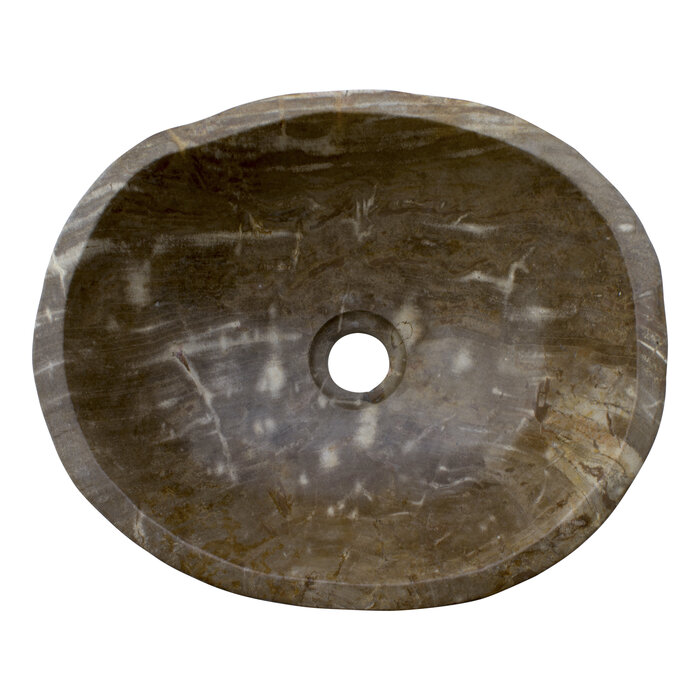 Indomarmer Polished Wash Bowl of Petrified Wood 38x32x15cm