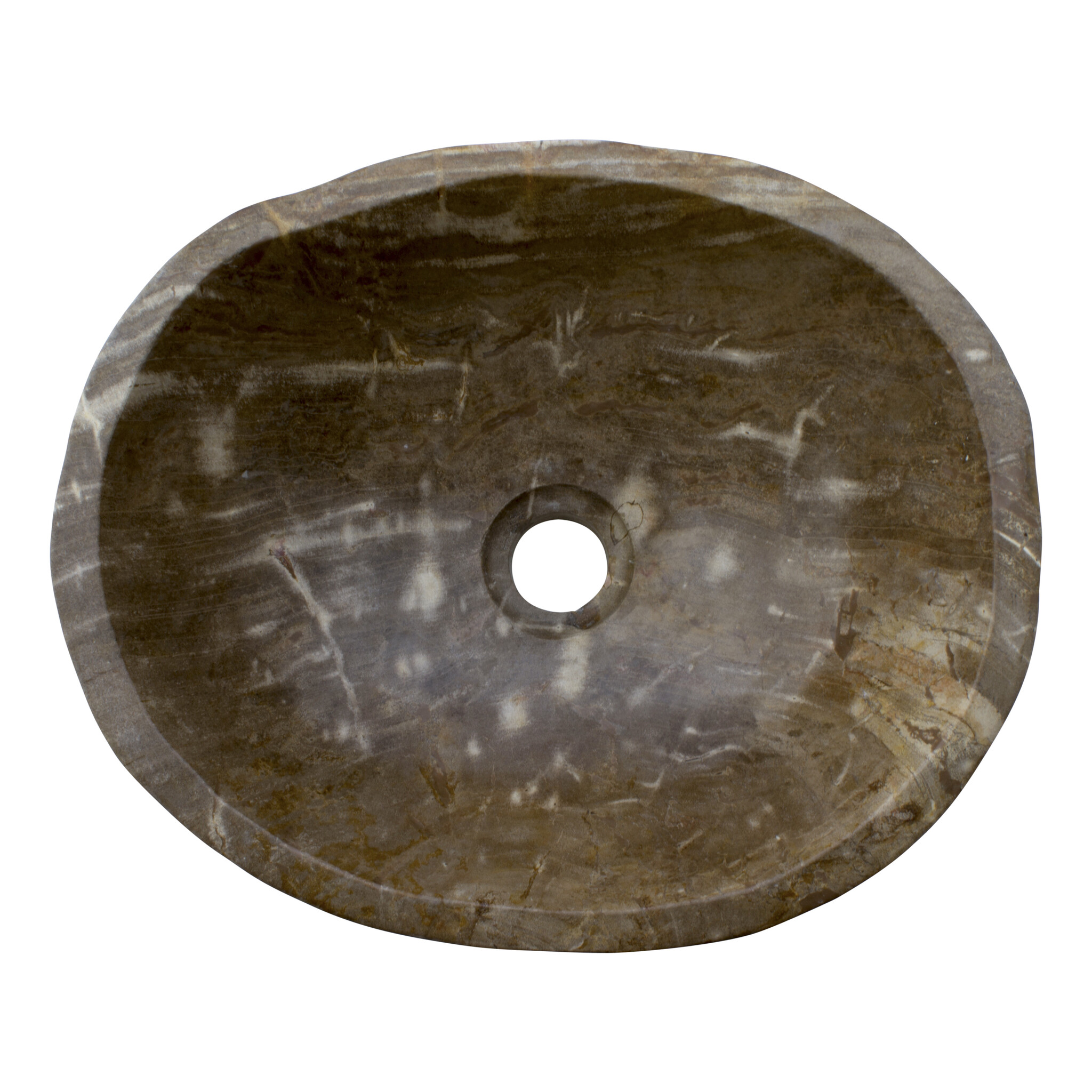 Indomarmer Polished Wash Bowl of Petrified Wood 38x32x15cm