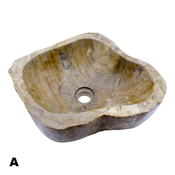 Indomarmer Polished Petrified Wood Washbasin Set