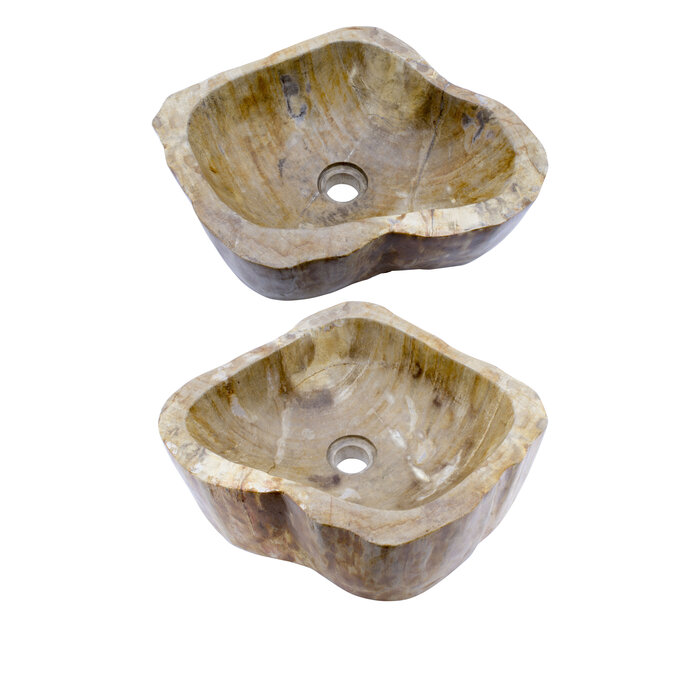 Indomarmer Polished Petrified Wood Washbasin Set