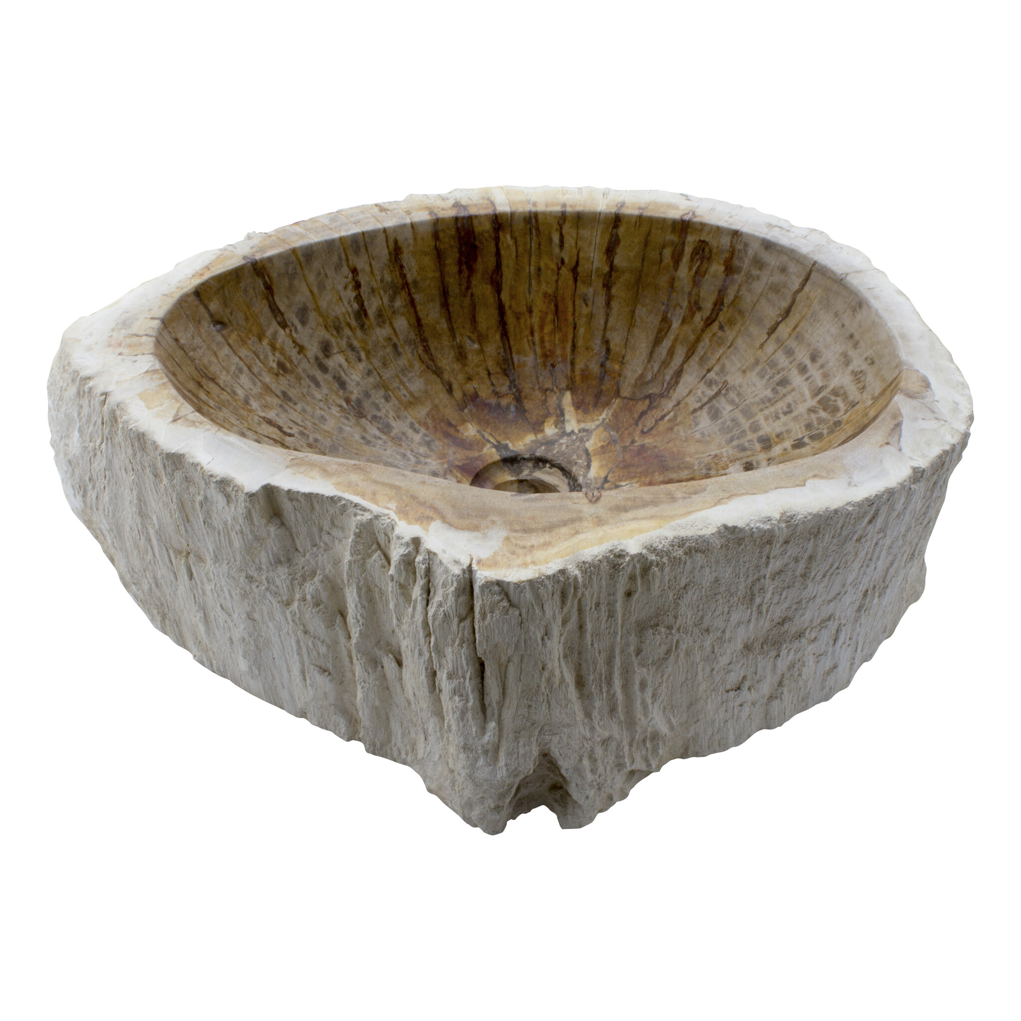 Indomarmer Set Waschbecken aus Versteinertes Holz