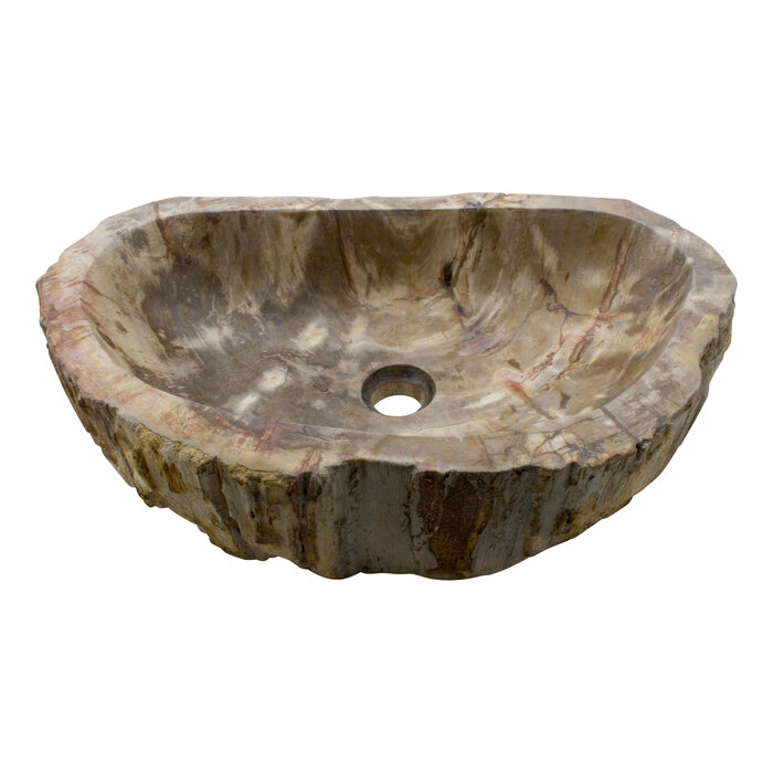 Indomarmer Wasbak van Versteend Hout 61x35x15cm