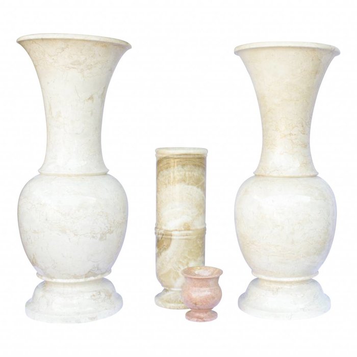 Indomarmer White Marble Set of Vases