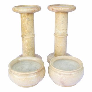 Indomarmer Set Sockel mit Blumen Topf