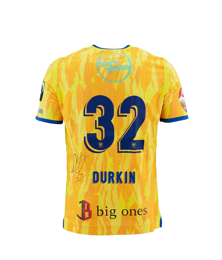 Matchworn and signed yellow shirt Durkin