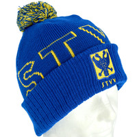 Topfanz Bonnet bleu pompon Jaune STVV