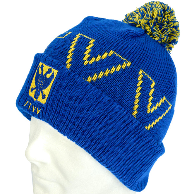 Topfanz Bonnet bleu pompon Jaune STVV